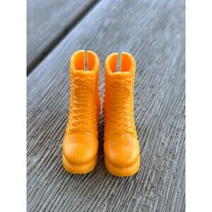 BARBIE BOOTS SHOES ~ BARBIE DOLL BROOKLYN ROBERTS ORANGE FLAT FEET ANKLE BOOTS